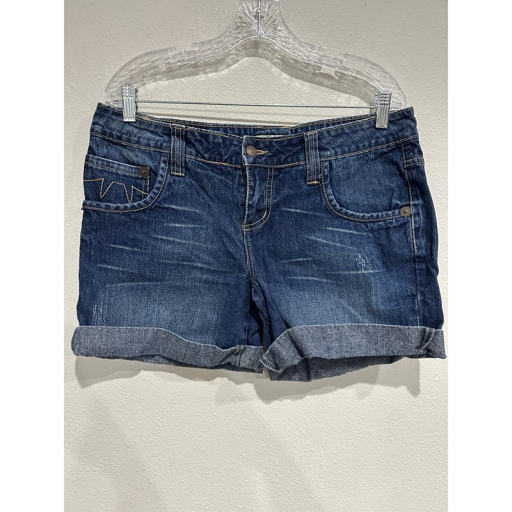 So Wear It Declare It Womens Size 15 Mid Rise Denim Shorts Cuffed Stretch